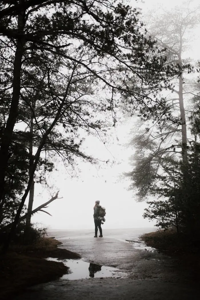 Person Standing on Pathway